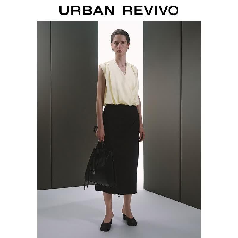 UR Urban Series Women s Pleated Open-Front Silk Shirt XS
