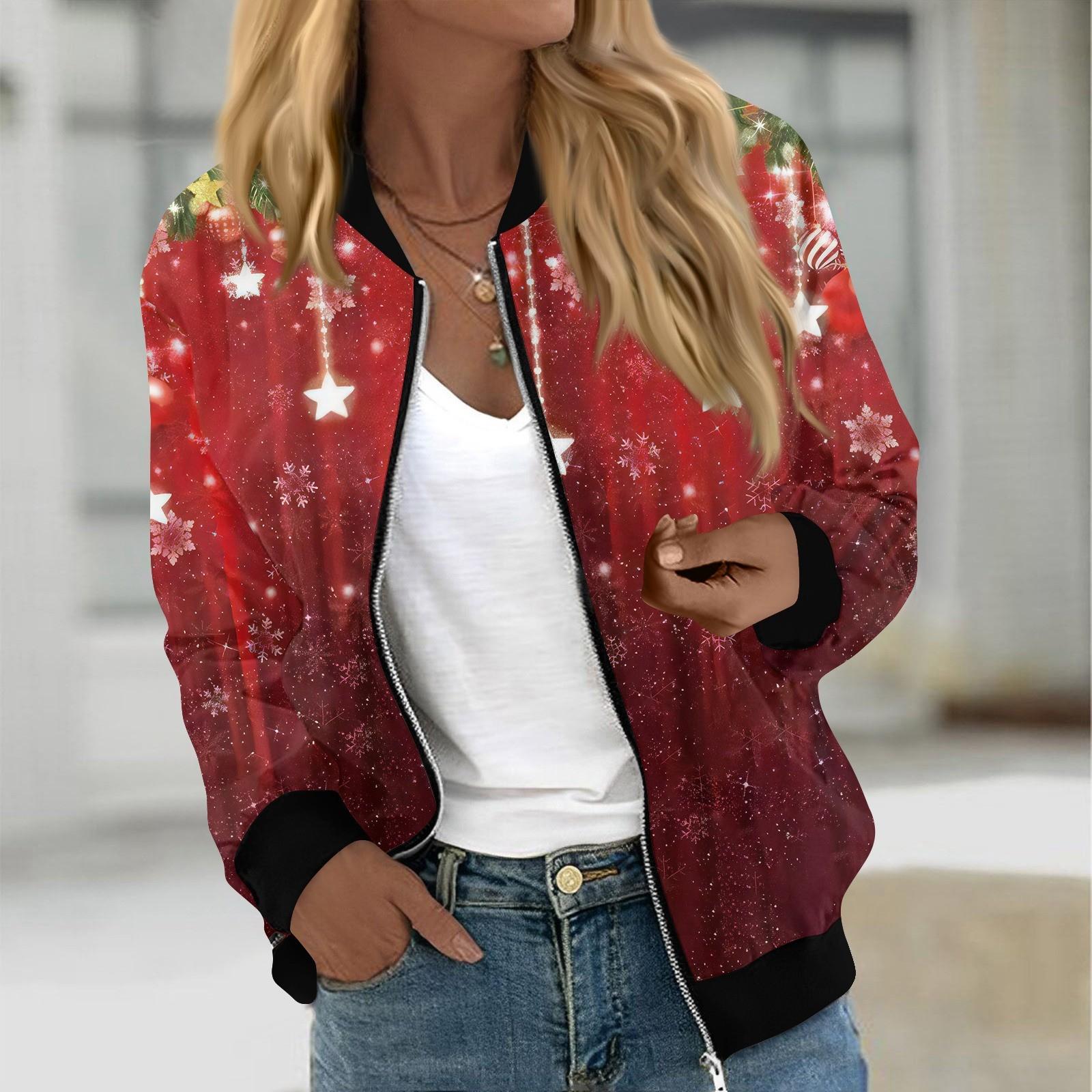 

Куртки женские с длинным рукавом, легкие, на молнии, с принтом, верхняя одежда, повседневные, стеганые куртки с карманами S красный