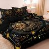 3pcs Golden Sun Bedding Set Moon Planet Duvet Cover Set At Home Dormitory High Definition Numerical Code Printing Supe Soft