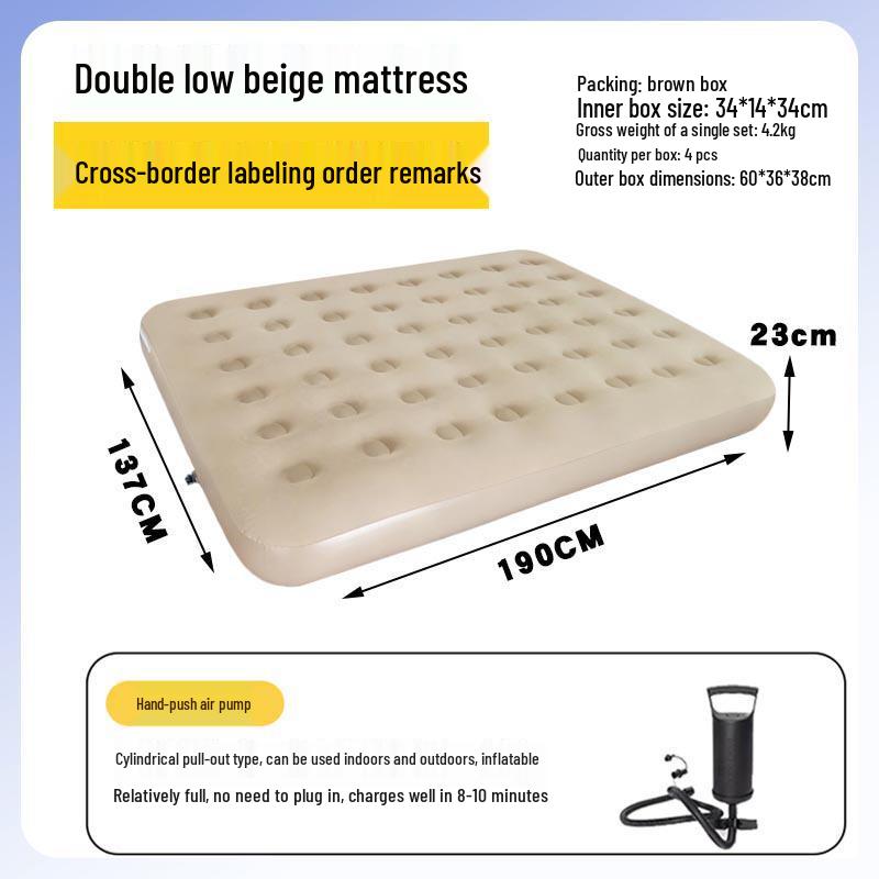 Xiyin Automatic Inflatable Camping Mat with Built-in Pump, Flocking Surface, Headboard, and Extra-Thick Design