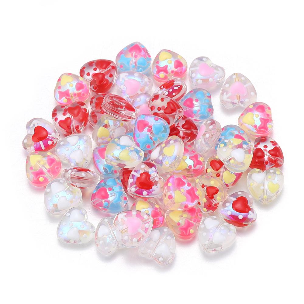 5pcs Heart Glass Beads Colorful Hand Painted Lampwork Loose Beads for Jewelry Making DIY Necklace Bracelets Earrings Accessories