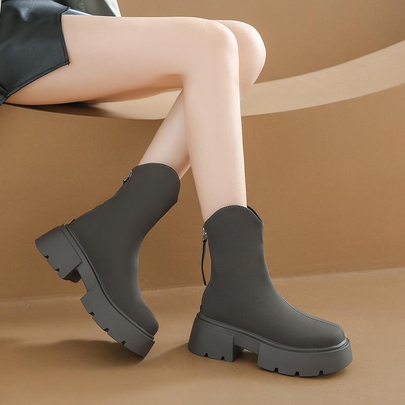

Fashion Women Platform Ankle Boots Fashion Ladies Thick Sole Round Toe Ankle Boots Short Boots Winter Motorcycle Boot Bottine 40 серый