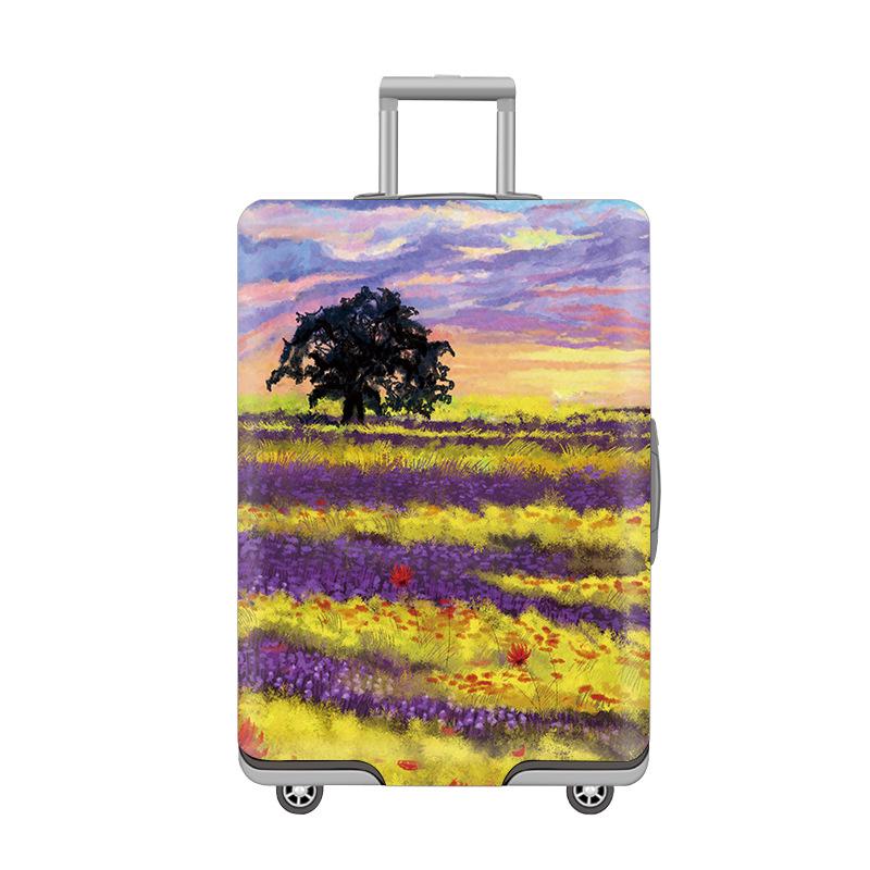 Elastic Zippered Travel Suitcase Protective Cover - Durable, Printed, and Wear-Resistant