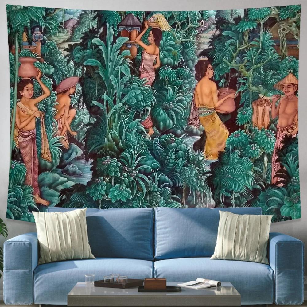 Natural Tropical Rain Forest Green Plant Banana Tree Tapestry Wall Hanging Tarot Hippie  Rugs Dorm Decor Blanket