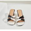 Sommer Vielseitige Mittelhohe Ferse Fischmaul Gestrickt Quadratische Spitze Damen Sandalen Hausschuhe