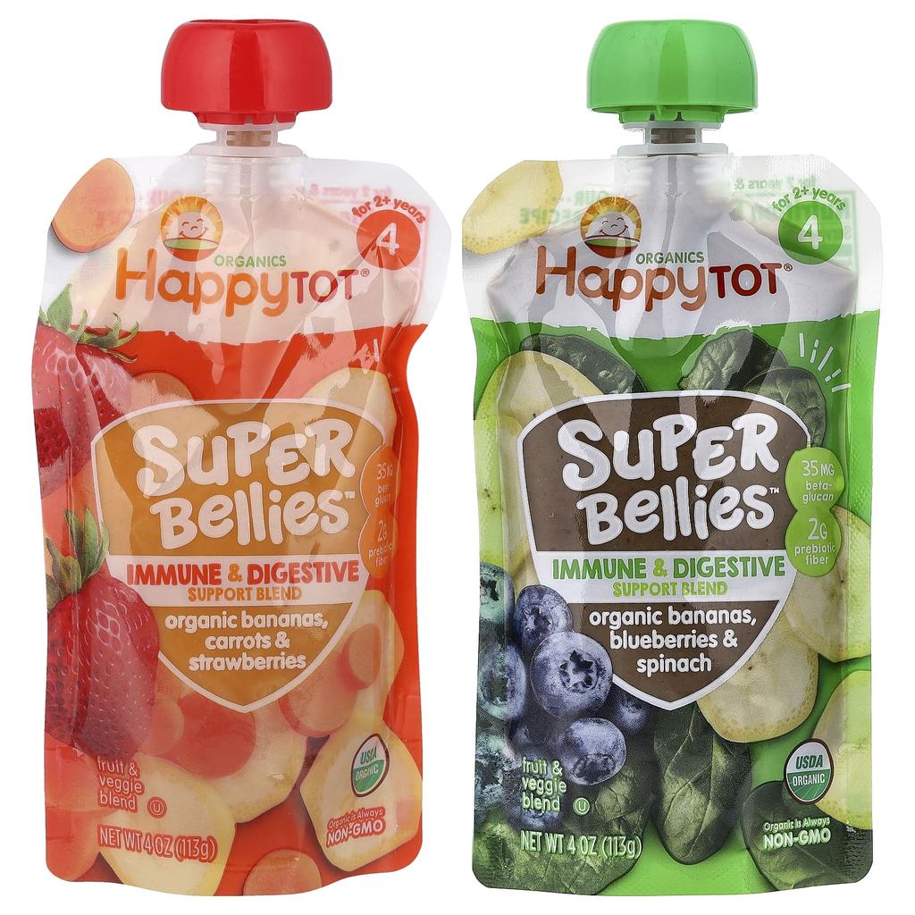 Happy Family Organics, Happy Tot®, Super Wellies™, Ages 2+, Organic Fruit and Vegetable Blend, Variety Pack, 8 Packs, 4 oz (113 g) Each