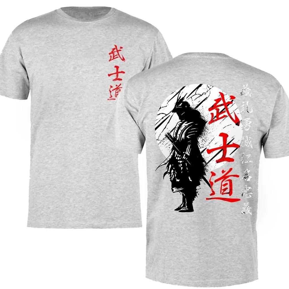 Japan Spirit T-Shirts für Männer Japanischer Stil Rückendruck Locker Übergroß 100% Baumwolle Oberteile T-Shirt Bushido Männliche Geschenke T-Shirt