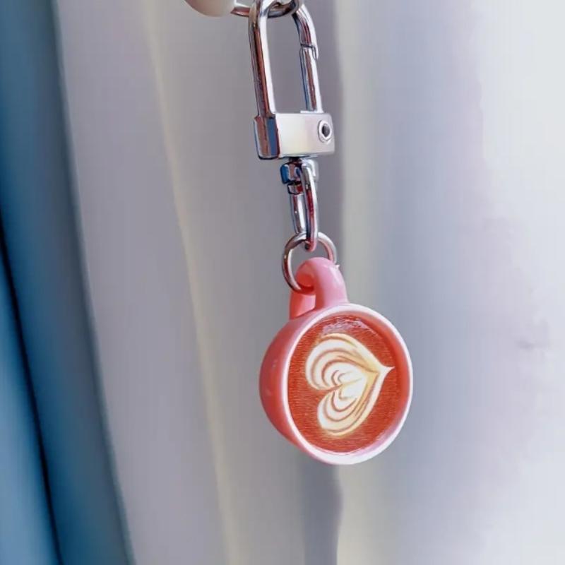4 Stuks Koffiekopje Sleutelhanger Set Schattig Latte Hartje Sleutelhanger Tas Bedeltje Voor Vrouwen Meisjes Tas Portemonnee Hangende Decoratie Cadeaus