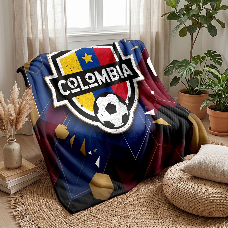 Colombia Football Printed Flannel Blanket Skin Friendly Warm Decorative Throw for Indoor Couch Bed Daily Use