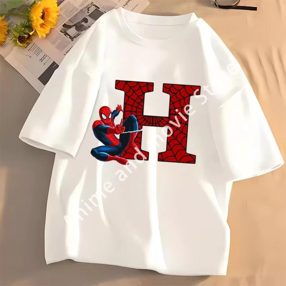 SpiderMans Women T Shirt Letter ABC Cotton Clothes Tops Women Summer Breathable Cute Short Sleeve Ladies' Fashion Top