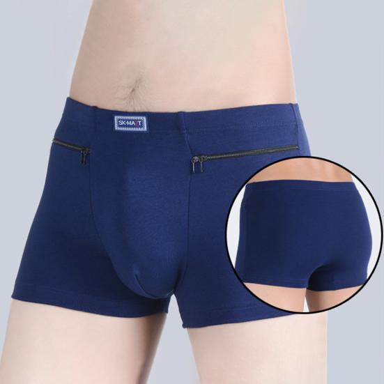 

Anti-theft Zipper Pockets Mid-rise Seamless Elastic Men Panties Solid Color U-Bump Male Shorts 4XL червоний