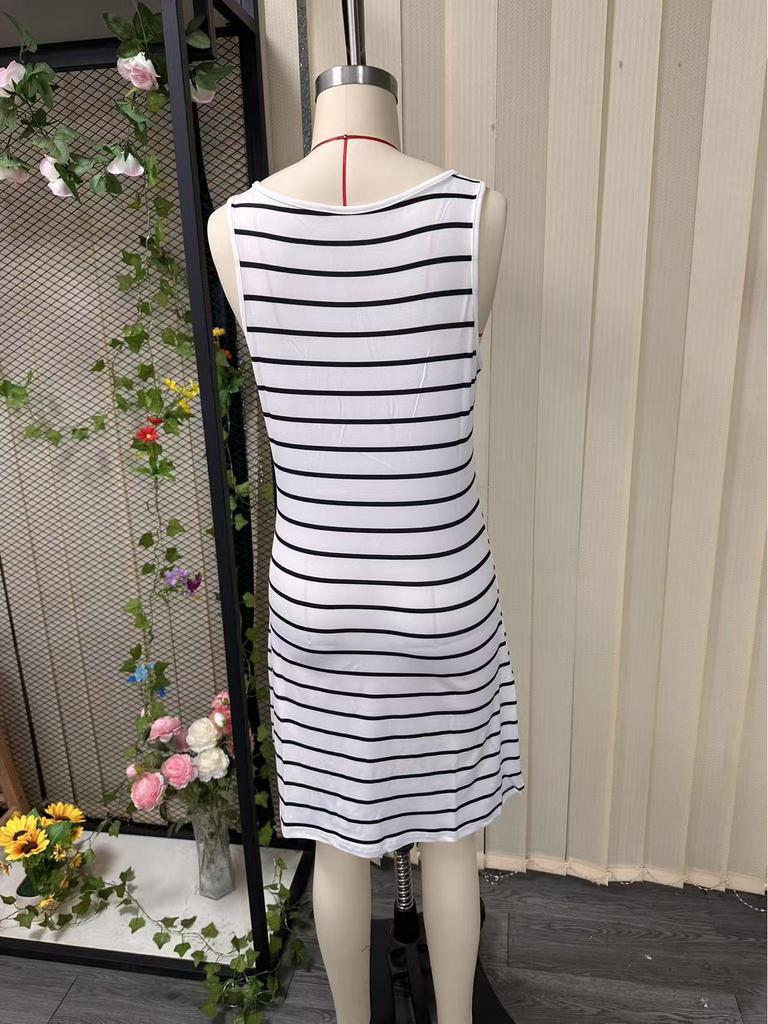 2026 Spring/Summer Women's Striped Sleeveless V-Neck Casual Dress, Europe & America.
