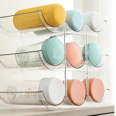 2/3 Layers Stackable Water Bottle Wine Rack Storage Refrigerator Wine Rack Kitchen Storage Organizer for Champagne Water Bottles