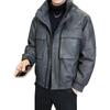 Men's 2025 Lightweight Leather Down Jacket: Stylish Short Winter Coat with Thick Stand Collar for Youth.