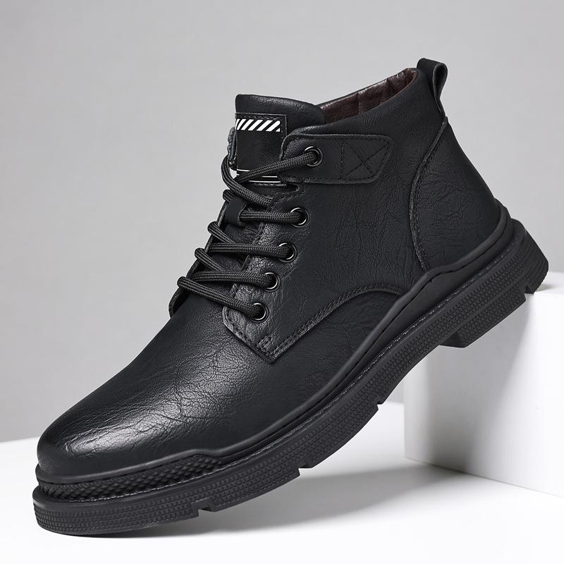 2025 Wintermode Echtleder Martin Stiefel Herren Samtverdickte Baumwollschuhe Neue lässige Herren Rutschfeste Baumwolllederschuhe