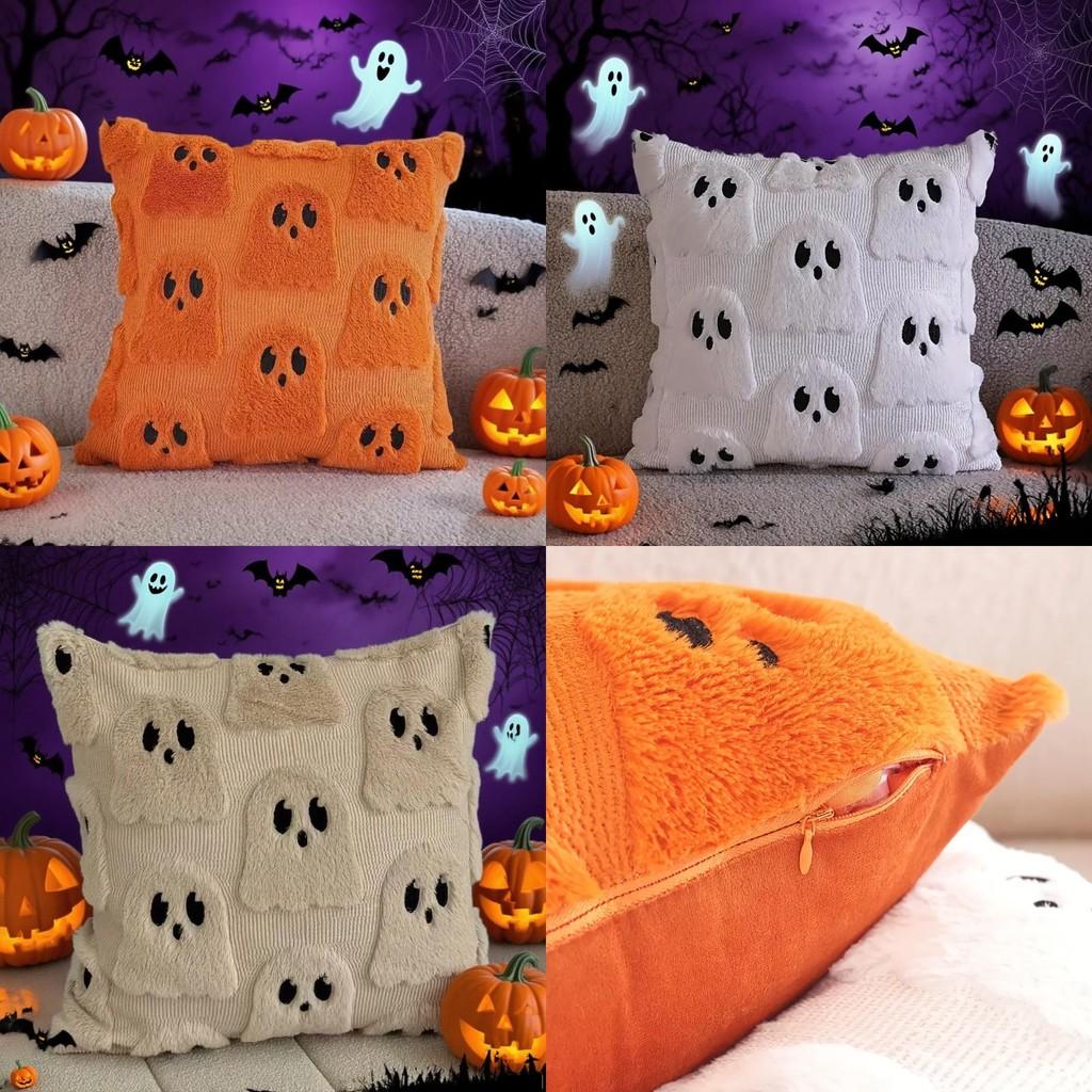 Ghost Halloween Cushion Cover Made Polyester Fun Design Living Room Decoration