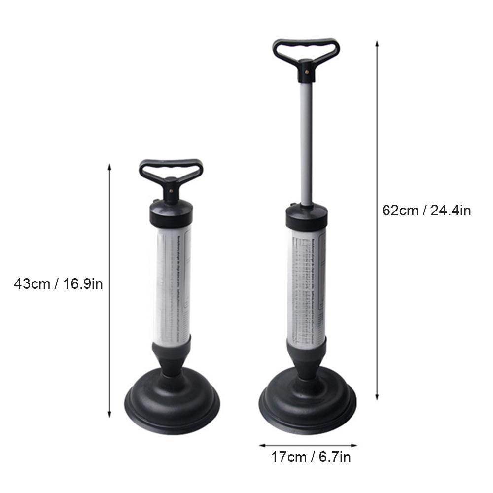 Handle Toilet Suction Plunger with Two Suckers High Pressure Bathroom Showeroom Bathtub Drain Buster Cleaner Tool