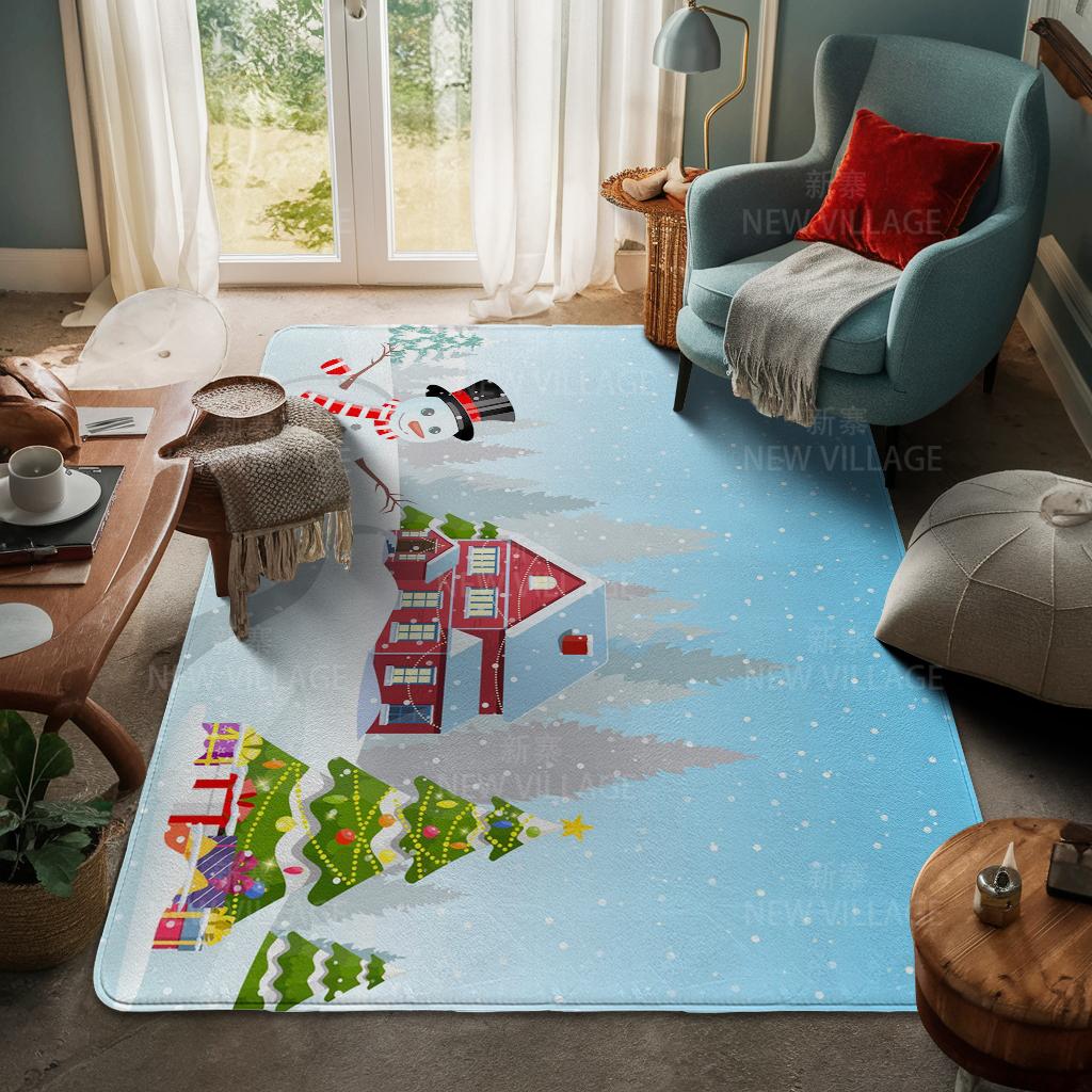 House Entrance Carpet Home Door Mat Living Room Bath Foot Bathroom Non-slip Water Absorption Rugs Bath Merry Christmas Winter