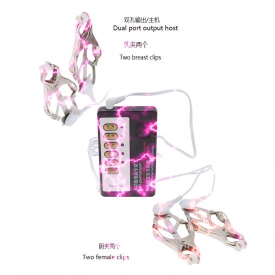Electric Shock Nipple Clamp Female Clip Sexy Toy Suit Combination Men and Women Passion Toys Adult Supplies Butterfly Clip