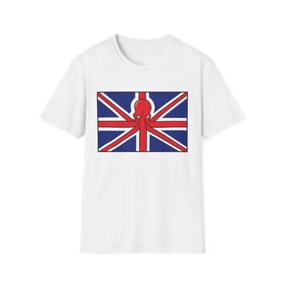 UK Flag Kraken Grafik T-Shirt, Lustiges Union Jack Oberteil, Softstyle T-Shirt