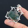 Solar Moss Agate Gemstone Sister Art Deco Pendant Jewelry 925 Sterling Silver