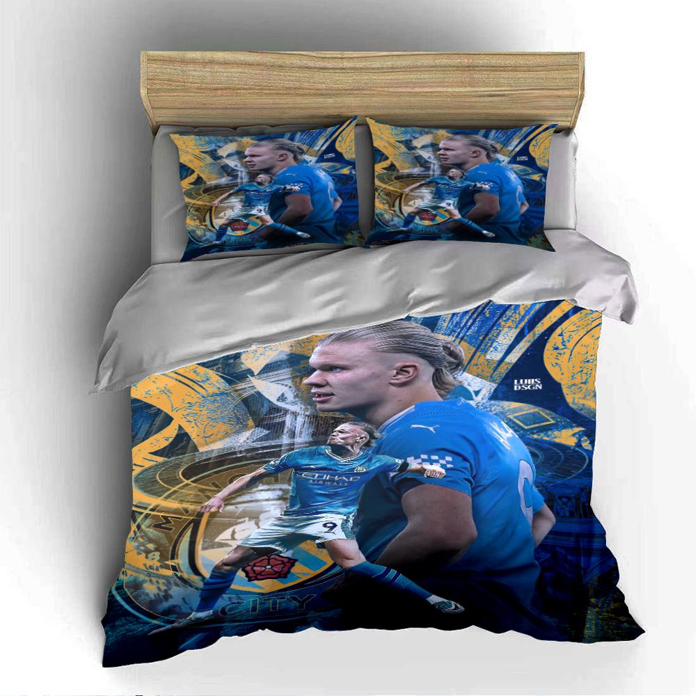 Blue Soccer Theme Bedding Set Bedding Duvet Cover Set Duvet Cover Pillowcases Home Decor (1 * Duvet Cover 2 * Pillowcases, Without Duvet Insert)
