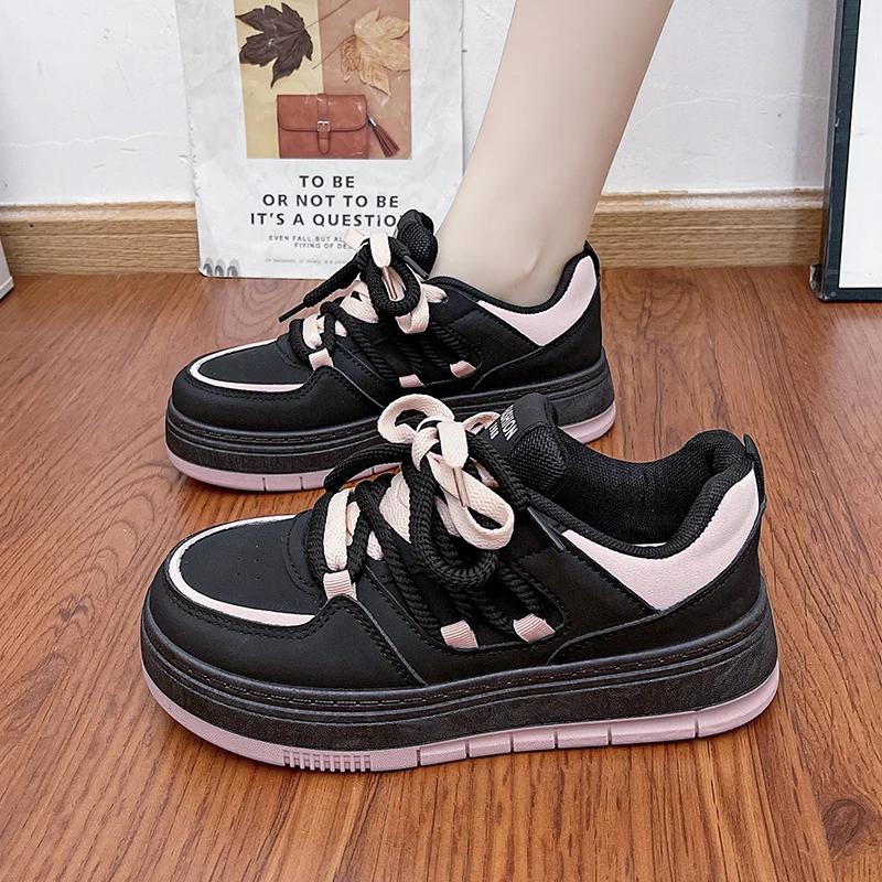 Spring and Autumn New Versatile Fashionable Mesh Non-slip Women's Shoes Comfortable Casual Sports Thick-soled Low-top Shoes
