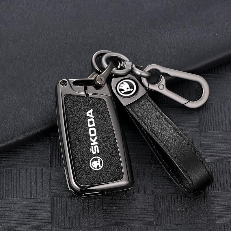dclaq2 Zinc Alloy Car Key Fob Case Bag For Skoda Octavia A5 A7 Superb Kodiaq Fabia Karoq 2020 2021 Protector Shell Keychain Accessories