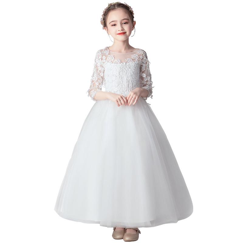 Girls' Puffy Evening Dress - Princess Flower Girl Piano Performance Costume