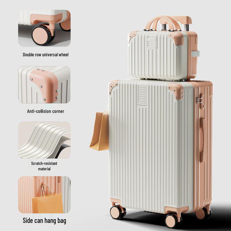 Durable Silent Wheel Trolley Case: Mother & Son Travel Suitcase with Combination Lock