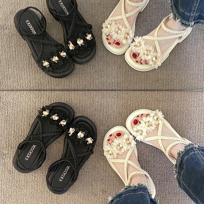 Sandals women's summer new fashion versatile with skirt temperament thick heel bag heel sandals