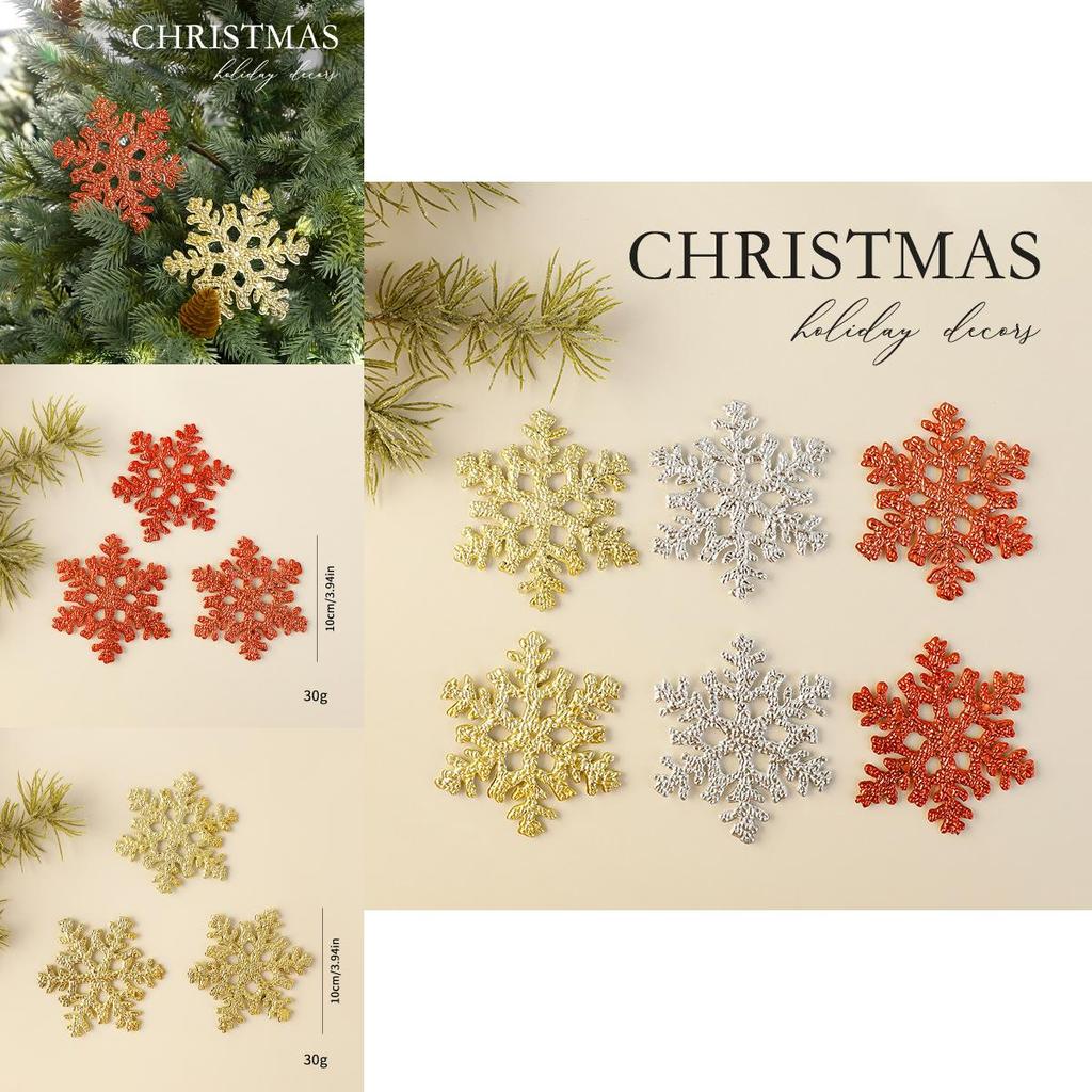 Christmas Snowflake Ornaments Pack With Gold Silver Red For Holiday Tree Decor