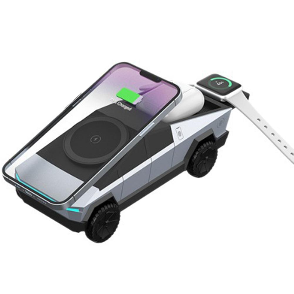 

Fast Charging Dock Station for iPhone 8-16 Series 3-in-1 Desktop Wireless Charger Car Model Design Magnetic Charging Stand Dock білий