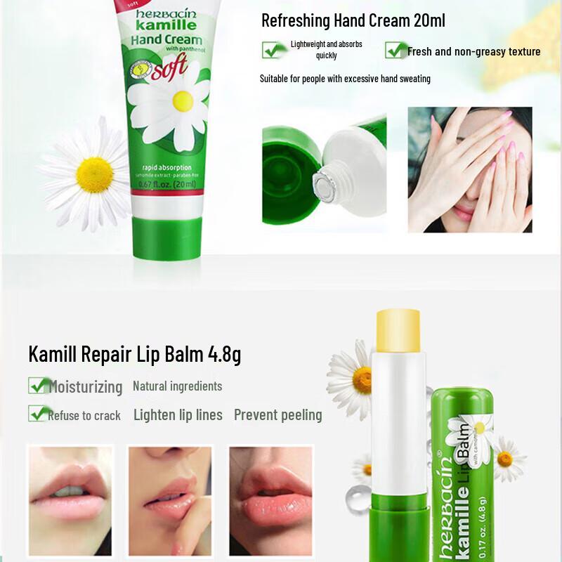 Herbacin Kamille 3-Piece Hand & Lip Care Set
