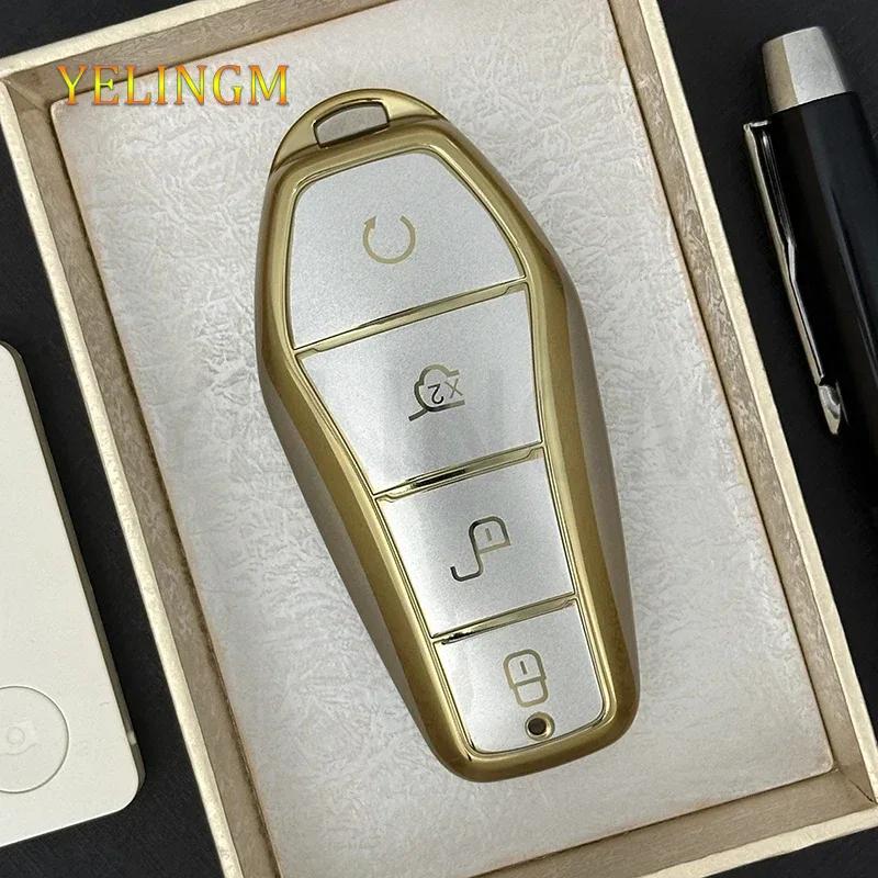 New Soft Quicksand Tpu Car Key Case For Byd Atto 3 Han Ev Dolphin 4 Buttons Remote Control Protect Cover Auto Accessories