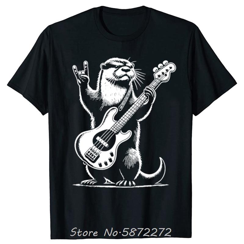 

Rock N Roll Otter Playing Guitar Cotton Fitness Tshirt Oversized T Shirt Unisex Tshirt Graphic Tees Mens Clothing Streetwear 4XL
