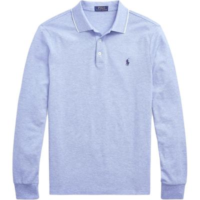 Polo SS24 Dlouhý rukáv Polo tričko s vyšívaným logem poníka Pánské topy Světle modrá MNPOKNI16820826-400