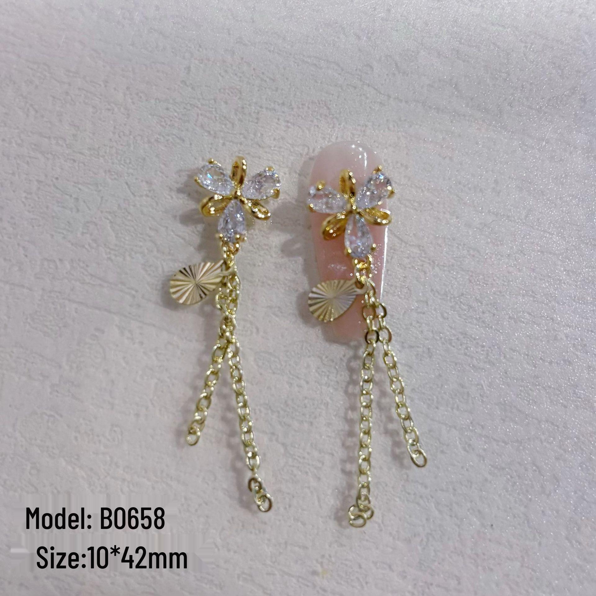 

Накладные ногти Chrome Hearts Бабочка и цепь с цирконием и кисточками, 173 аксессуара для нейл-арта с цветочным дизайном.