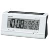 Clock SQ766W Hybrid Solar Alarm Clock with Radio Control, Digital Calendar, Temperature Display, White Pearl