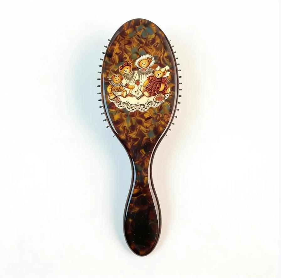 Ретро Сине-Коричневая Медвежья Расческа с Воздушной Подушкой и Массажем для Женщин