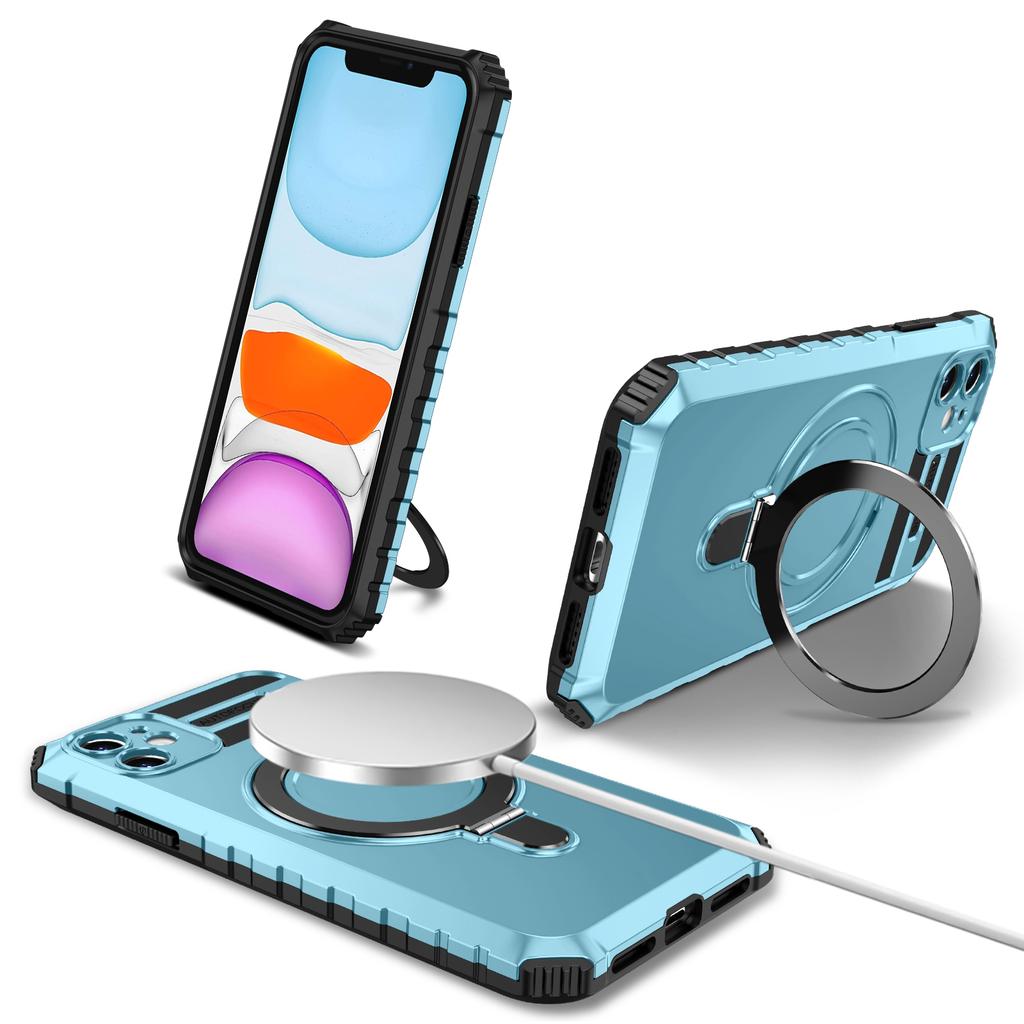 For iPhone 11 Case Kickstand PC+TPU Phone Cover Compatible with MagSafe