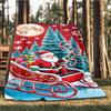 1ks Vánoční Santa Claus Venkovní flanelová deka Měkká celoroční polyesterová přehoz , Perfektní pro pikniky a cestování , Piknikové příslušenství
