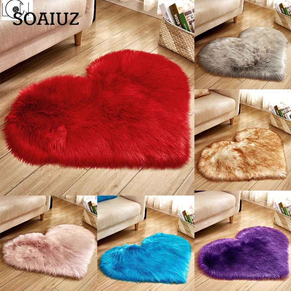 Leonard-Home Wool Imitation Sheepskin Rugs Faux Fur Non Slip Bedroom Shaggy Carpet Mats Winter