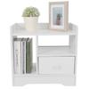 Bedroom Bedside Table Night Stand Cabinet with Drawer Home Storage Organizer (White)