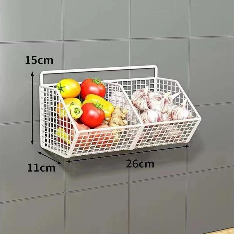 Wall Mounted Kitchen Storage Basket Durable Wire Storage Rack for Vegetables and Fruits Suitable for Home Organization
