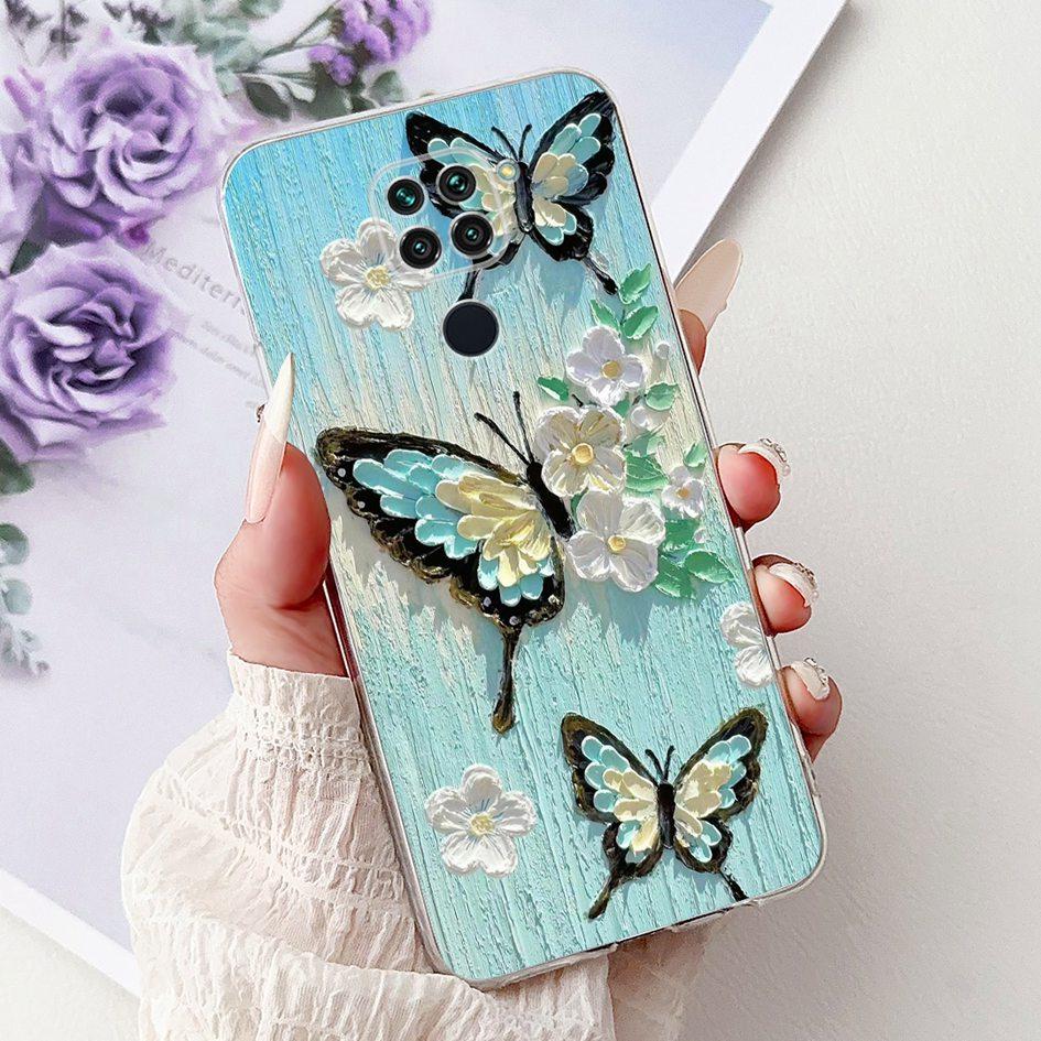 For Xiaomi Redmi Note 9 Case Redmi Note9 Cover M2003J15SC M2003J15SG Fashion Butterfly Phone Case Shockproof TPU Soft Back Cover