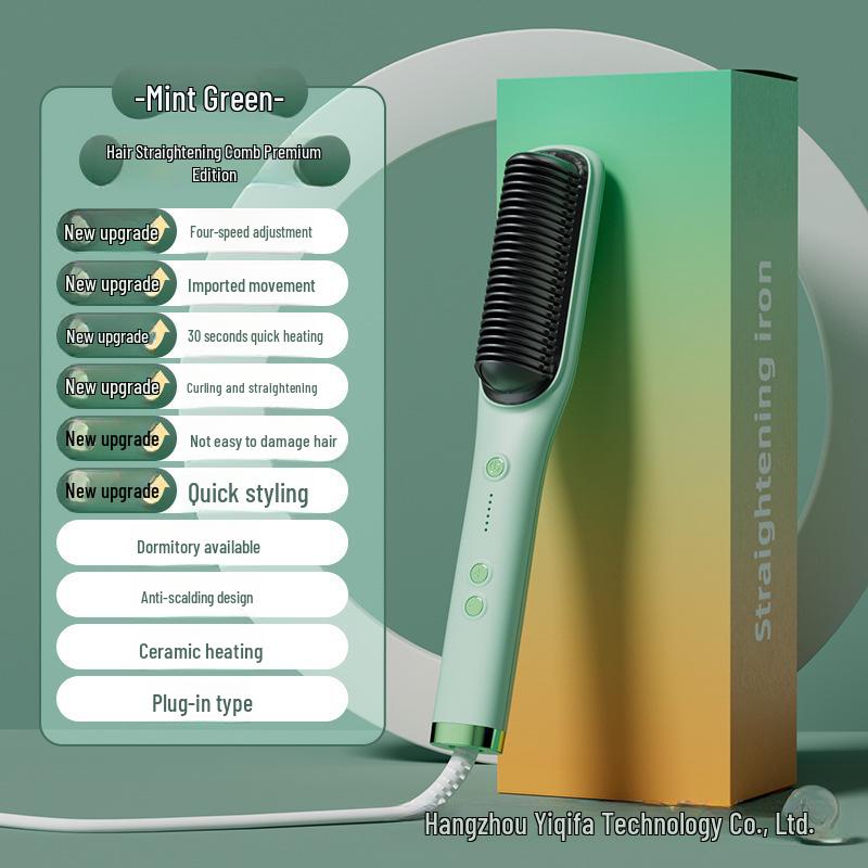 Dual-Use Negative Ion Hair Straightener Comb for Straightening & Curling