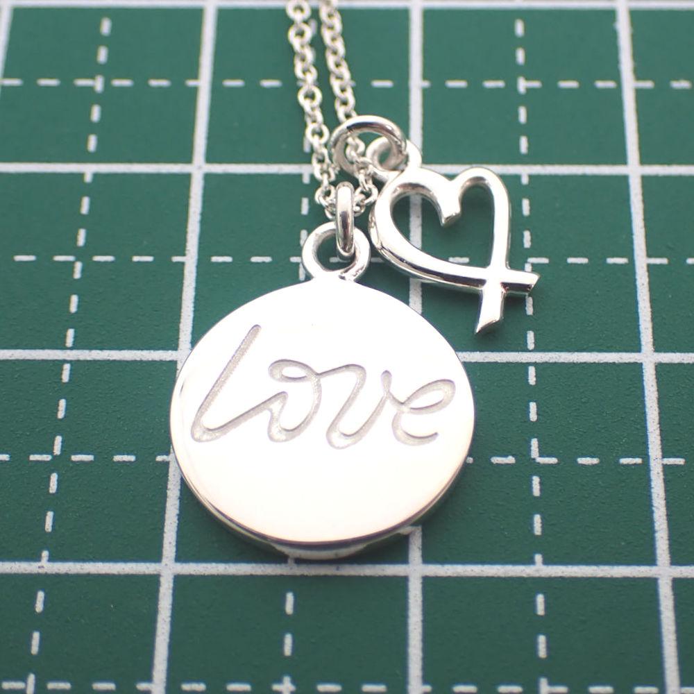 [Pre-owned] TIFFANY 925 LOVE Loving Heart Pendant/Necklace/j7-7