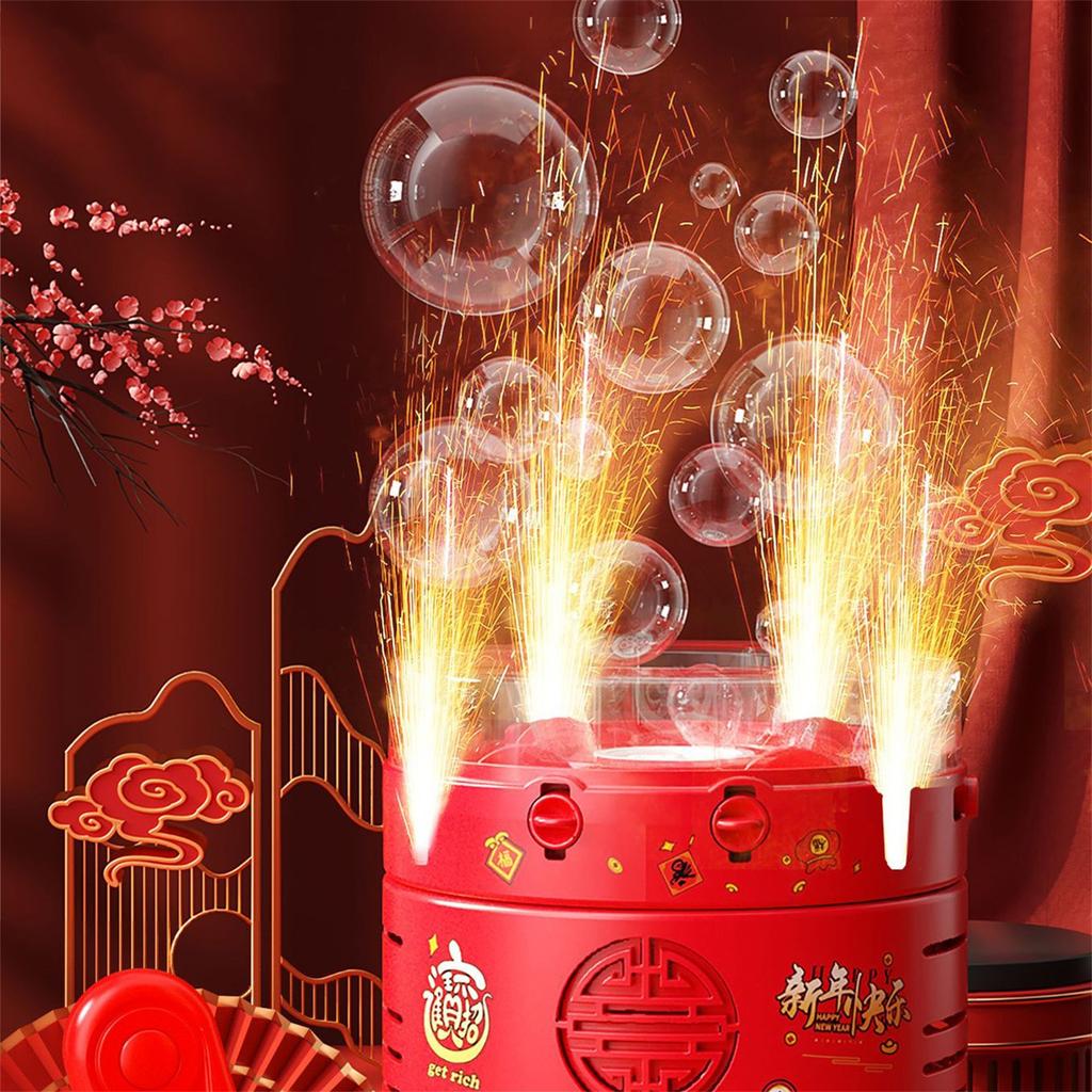 Fireworks Bubble Machine, Automatic Fireworks Bubble Maker With Lights And Switchable Sound For Children, Party 100ml