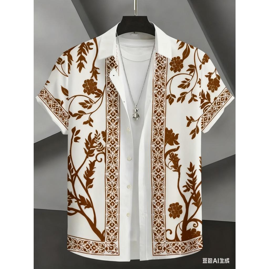 Men's Short Sleeve Shirt 2026 High-Quality Lapel Button up Fashionable Top for Street Leisure Weddings And Vacations